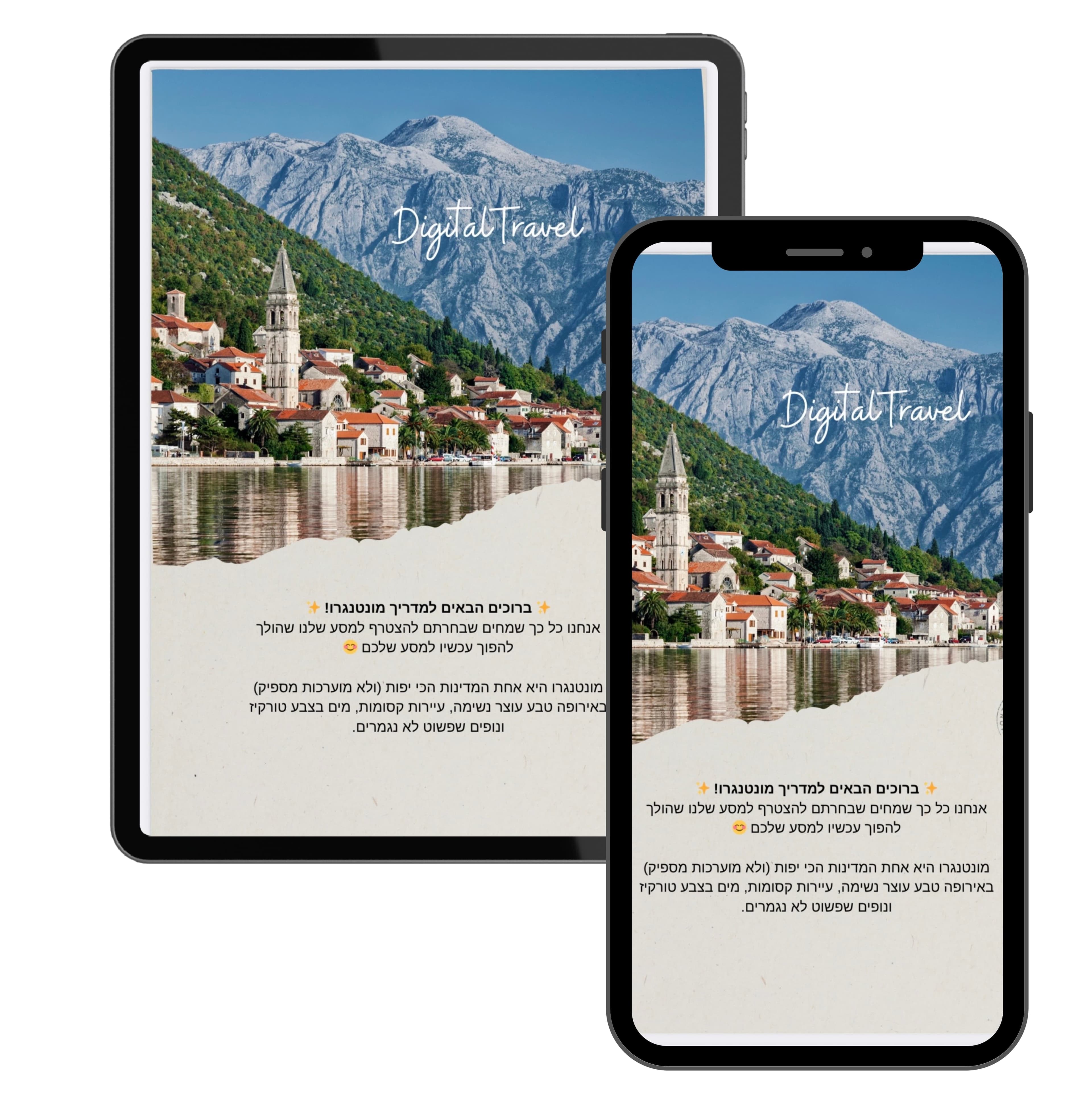 iPad and iPhone showing the Digital Travel guide